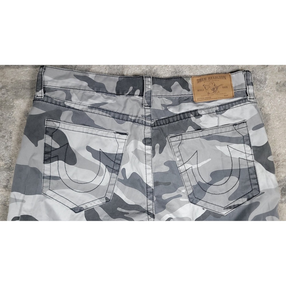 True Religion Mens Gray Camo Double Knee Straight Fit Stitching Pants Sz 40x33.5 - Picture 9 of 11